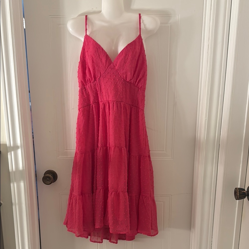 Pink Sleeveless Tiered Dress